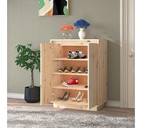 Tidyard Scarpiera Armadio con 2 Ante in Legno Massello di Pino - Scaffale Salvaspazio Organizer a Due Ante 60x35x80 cm