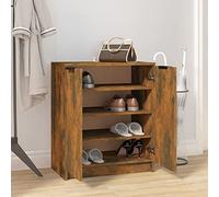 Tidyard Scarpiera Rovere Fumo 59x35x70 cm,Scarpiera con Ante,Scarpiera a Due Ante,Mobile Porta Scarpe Scarpiera Salvaspazio Slim,Scarpiera in Legno Multistrato