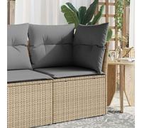 Tidyard Sedia da Giardino in Polyrattan Beige con Cuscini Grigio Chiaro, Senza Braccioli, con Contenitore Impermeabile, per Balcone, Terrazzo e Patio 366100
