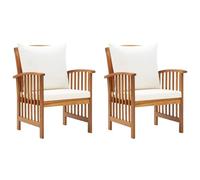 Tidyard Sedie da giardino con cuscini 2 pezzi, in massello di acacia, per esterno