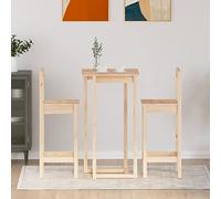 Tidyard Set 3 pz da Bar da Cucina Moderno in Legno Massello di Pino,Set Tavolo e Sedie da Bar Legno,Set Tavolo e Sedie da Cucina Legno,Set Tavolo e 2 Sedie a Schienale da Bar Legno per Sala da Pranzo