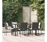 Tidyard Set 7 pz,Tavolo e Sedie,da Pranzo,da Giardino,da Esterno,in Polyrattan e Legno,Set Tavolo e Sedie da Giardino,da Esterno,Set Tavolo Legno 150 cm e 6 Sedie a Braccioli da Esterno