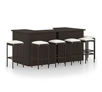 Tidyard Set da Bar da Giardino 8 pz con Cuscini in Polyrattan Marrone, Set Tavolo e Sedie da Bar Alti da Giardino in Rattan, Set Tavolo e Sedie da Bar in Rattan per Esterno