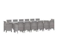 Tidyard Set da Pranzo per Giardino 15 pcs Grigio chiaro Rattan Polt3378647IT