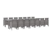Tidyard Set da Pranzo per Giardino 15 pcs Grigio chiaro Rattan Polt3378807IT