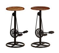 Tidyard Set di 2 Sgabello da Bar con Poggiapiedi, Stile Industriale con Ingranaggio, Sedia Alta in Legno Mango e Base Acciaio, 76CM