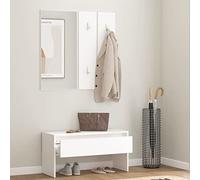 Tidyard Set di Mobili da Corridoio, Mobile da Ingresso, Mobile da Ingresso con Specchio, Scarpiera e Appendiabiti, Mobili Ingresso Moderno con Specchio Bianco in Legno Multistrato