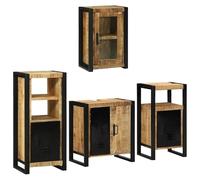 Tidyard Set di mobili per il bagno 4 pcs, Legno di mango massello, design intelligente, costruzione di qualità, storage spazioso, for bagno