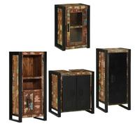 Tidyard Set di mobili per il bagno, 4 pezzi in legno massello riciclato, design caldo e pratico, telai e maniglie in metallo, spazio di stoccaggio generoso, per bagno moderno o tradizionale
