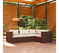 Tidyard Set Divani da Esterno con Cuscini 4 pz in Rattan Polyrattan, Salottino da Giardino per Patio Marrone