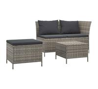 Tidyard Set divani da giardino, 3 pezzi con cuscini in polyrattan grigio, per esterni