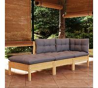 Tidyard Set Divani da Giardino 3 pz con Cuscini,Divano da Esterno Divano Giardino,Divano Modulare da Giardino per Esterno,Divano Angolare da Giardino,Set Salotto da Esterno in Legno di Pino