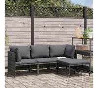 Tidyard Set Divani da Giardino, 4 Pezzi con Cuscini in Polyrattan Grigio per Esterno