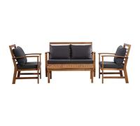 Tidyard Set Divani da Giardino 4 pz in Legno Massello di Acacia con Cuscini Grigio,Salotto da Giardino,Set Mobili da Giardino,Tavolo+Panca 2 Posti Braccioli+2 Sedie a Braccioli da Giardino da Esterno