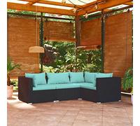 Tidyard Set Divani Modulari da Esterno in Polyrattan con Cuscini, Salotto da Giardino, Divano Angolare con Penisola