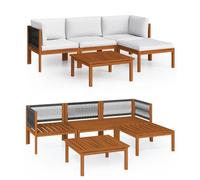 Tidyard Set giardino, tavolo e sedie 5 pezzi con cuscini in legno crema e corda per esterni