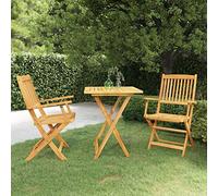 Tidyard Set Tavolo e Sedie da Giardino in Legno di Acacia, Pieghevole, Marrone, Rustico