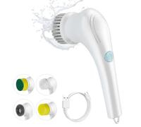 Tidyard Spazzola per la pulizia multifunzione, con 5 testine senza fili, per cucina, bagno, pareti, finestre, piastrelle, pavimento, vasca da bagno, pulizia auto
