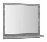 Tidyard Specchio,da Bagno,da Parete,con Mensola,in Truciolato,Grigio Sonoma,40x10,5x37 cm,Specchio a Muro da Bagno Moderno con Mensola,Specchio con Mensola,Specchio con Cornice Moderno