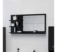 Tidyard Specchio da Bagno Rettangolare con 3 Ripiani - Armadio a Specchio Nero 90x10,5x45 cm in Truciolato - Specchiera a Parete
