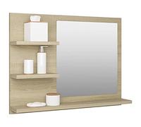 Tidyard Specchio da Bagno Rettangolare Con 3 Ripiani - Armadio a Specchio Rovere Sonoma 60x10,5x45 cm in Truciolato - Specchiera a Parete per Bagno