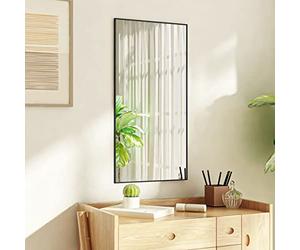 Tidyard Specchio da Porta e Camera da Letto, per Soggiorno e Corridoio, Nero 40x80 cm, Vetro e Alluminio