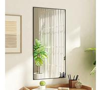 Tidyard Specchio per porta, camera da letto, soggiorno, corridoio, nero, 50 x 100 cm, vetro e alluminio