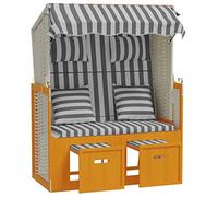 Tidyard Strandkorb con cuscini per sdraio da patio, sedia a sdraio da spiaggia, poggiapiedi estensibile in resina intrecciata in legno solido bianco grigio