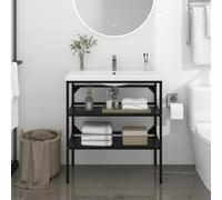 Tidyard Struttura per Lavabo da Bagno, Mobile Bagno Sottolavabo, Scaffale sotto Lavabo Scaffale per Lavabo Nera 79x38x83 cm in Ferro