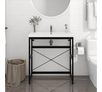 Tidyard Struttura per Lavabo da Bagno, Mobile Bagno Sottolavabo, Scaffale sotto Lavabo Scaffale per Lavabo Nera 79x38x83 cm in Ferro