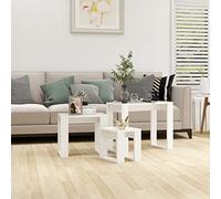 Tidyard Tavolini Impilabili 3 pz Bianchi in Legno,Tavolino da caffè,Tavolini Sovrapponibili per Soggiorno,Tavolino Moderno,da Salotto Moderno,Set 3 Tavolini da Caffè,Impilabili, Bianco, 61/43/25 cm