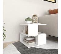Tidyard Tavolino da Salotto con Scomparti,Tavolino Laterale da Letto,Tavolino Piccolo Salotto,Tavolino da Divano Moderno,Comodini,Comodino Cameretta,Bianco 40x40x40 cm in Legno Multistrato