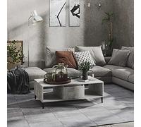 Tidyard Tavolino da Salotto Moderno Grigio Cemento,Tavolo Tavolino da caffè,Tavolo da Divano,Tavolino Basso da Salotto,Tavolino da Salotto con Mensola,Tavolino da Soggiorno, 103,5x60x35 cm Truciolato