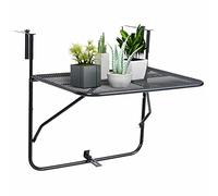 Tidyard Tavolo da Balcone con parapetto da Ponte in Acciaio 60x40 cm Tavolo da Bar Pieghevole da Balcone Tavolino da Appendere,Nero