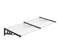 Tidyard Tettoia Pensilina per Porta in Policarbonato Alveolare, Copertura Modulabile Esterna Nero e Trasparente 199x90 cm