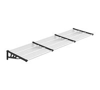 Tidyard Tettoia per Porta,Pensilina per Copertura,Tetto Policarbonato,Pensilina Modulabile Tettoia in Policarbonato Alveolare,Pensilina Tettoia per Esterno,Nero e Trasparente 297,5x90 cm