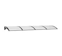 Tidyard Tettoia per Porta,Tetto Policarbonato,Pensilina per Copertura,Pensilina Modulabile Tettoia in Policarbonato Alveolare,Pensilina Tettoia per Esterno,Nero 400x100 cm