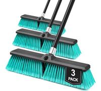 TidyBliss 3 Pezzi Scopa da Esterno Resistente da 45 cm, Spazzolone per Pavimenti Esterni con Setole Rigide e Manico Lungo 160 cm per Garage, Giardino, Cortile, Terrazza, Strada, Magazzino, Vialetto