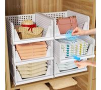 TidyIsles 4 Pezzi Organizer Armadio, Scatole per Armadio, Bianco | Organizer Cassetti, Cassettiera Plastica and Organizer Bagno per Cucina, Bagno e Camera da Letto