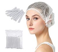 TIE-DailyNec 200 pezzi cuffia a retina usa e getta per capelli，non tessuto, per l'ospedale e lo spazio di lavoro di cucina di bellezza di servizio alimentare (Bianco)