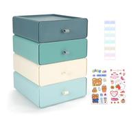 TIE-DailyNec 4 Pezzi Cassettiera Impilabile, Scatola di Immagazzinaggio con Cassetti, Organizzatore di Trucco per Scrivanie, Tavoli da Trucco, Scrivanie (Morandi)
