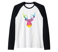Tie Dye Buck Deer Maglia con Maniche Raglan