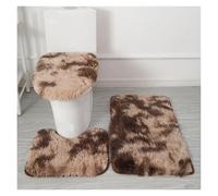 Tie-dye Carpet Toilet Three-piece Non-slip Mat Bathroom Absorbent Set per Vasca da Bathroom o Come WC(Brown)