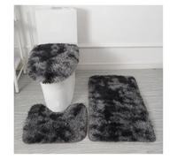 Tie-dye Carpet Toilet Three-piece Non-slip Mat Bathroom Absorbent Set per Vasca da Bathroom o Come WC(Black gray)