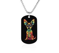 Tie Dye Chihuahua Dog Fashion Memorial Collane Stampato Titanio Acciaio Ciondolo Gioielli Novità Immagine Collana Medagliette per Uomo Donna
