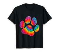 Tie-Dye colorato arcobaleno con stampa di zampe di cane gatto Maglietta