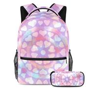 Tie-Dye con motivo a ciclo, rimani organizzato a scuola con il nostro set di zaino e astuccio, perfetto per ragazzi, ragazze e adolescenti, Multicolore#01, B:29.4x20x40cm P:19x7.5x3.8cm, Zaini