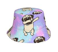 Tie Dye Dabbing Pug Cappello da Pescatore Unisex Cappello da Sole da Spiaggia da Viaggio Estivo Cappello da Pescatore a Tesa Larga