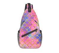 Tie-dye Fish Scale Sling Crossbody Tracolla regolabile e reversibile Borsa zaino per uomo Donna Viaggio Escursionismo Zainetto