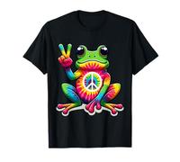 Tie-Dye Frog Opera d'arte segno della pace hippy umore calma tocco Maglietta